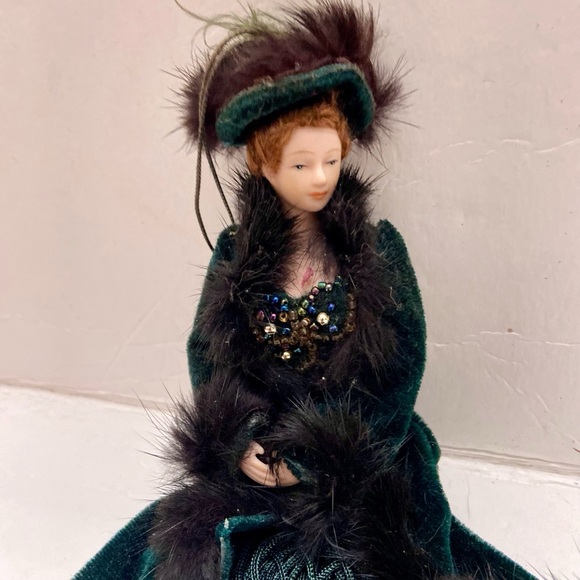 Vintage Auto or Christmas Ornament-Victorian Lady in Green Gown - Picture 2 of 12